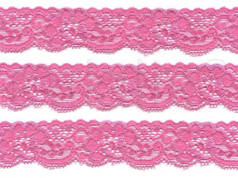 elastisch nylon kant 3 cm hard roze