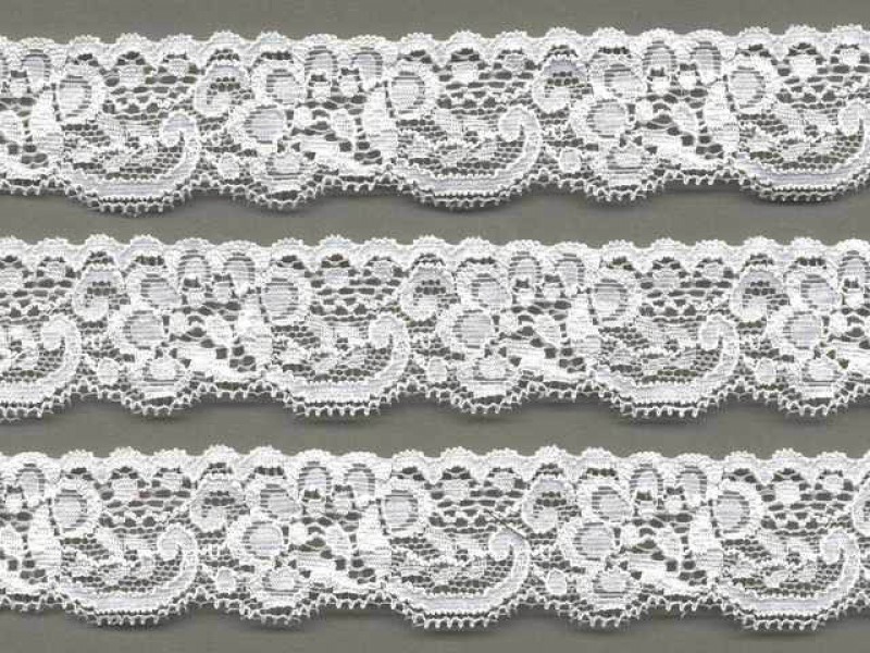 elastisch nylon kant 3 cm off white