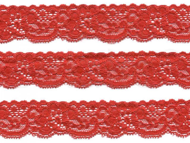 elastisch nylon kant 3 cm rood