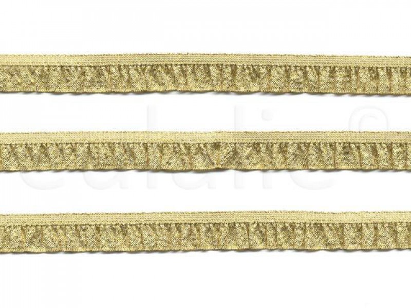 elastische lurex ruche galon goud