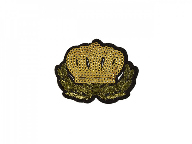 embleem applicatie kroon gouden pailletten