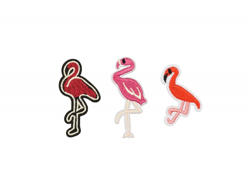 flamingo applicatie set opstrijkbaar 3 stuks