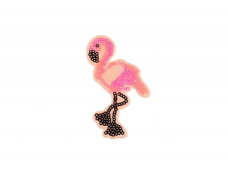 flamingo patch fluor roze pailletten