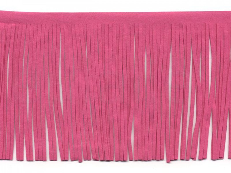 franjeband suedine 10 cm hard roze