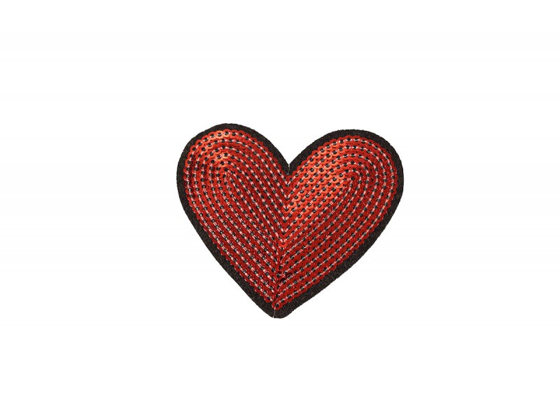 hart patch rood fijne pailletten