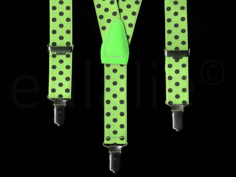 kinderbretel fluor groen met zwarte stippen