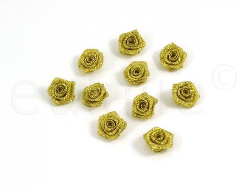 roosjes set lurex goud 20 mm (10 stuks)