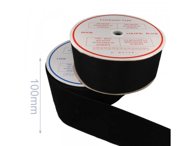 klittenband naaibaar haak en lus 100mm zwart per 50cm
