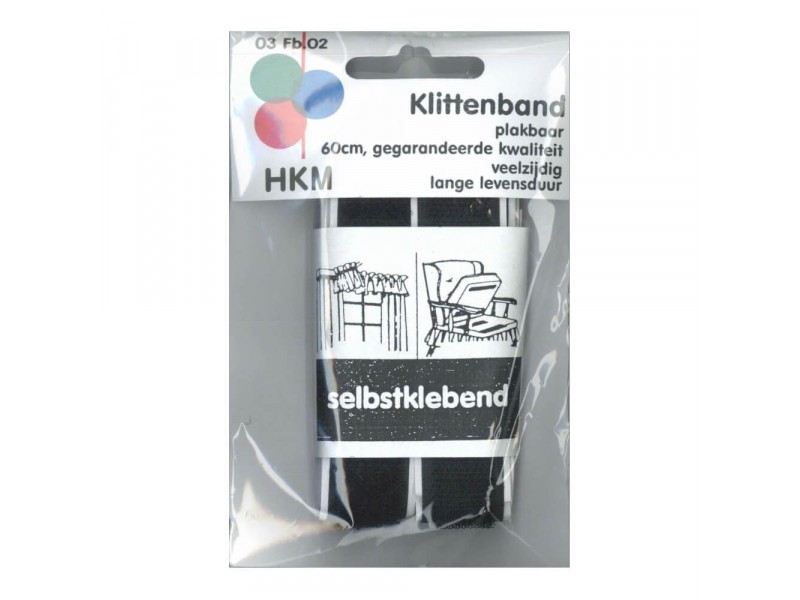 klittenband zelfklevend 60cm zwart