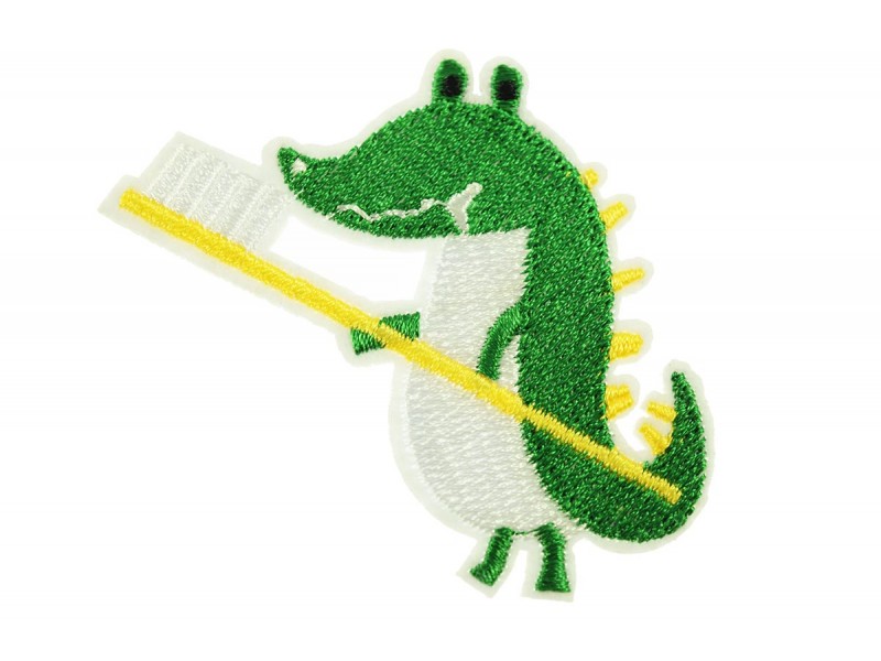 krokodil met tandenborstel patch