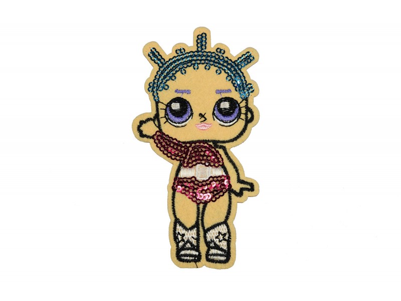 Lol surprise patch vilt geborduurd met pailletten blauw fuchsia