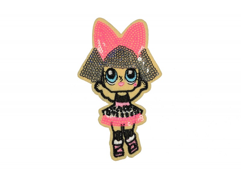 Lol surprise patch vilt geborduurd met pailletten roze zilver