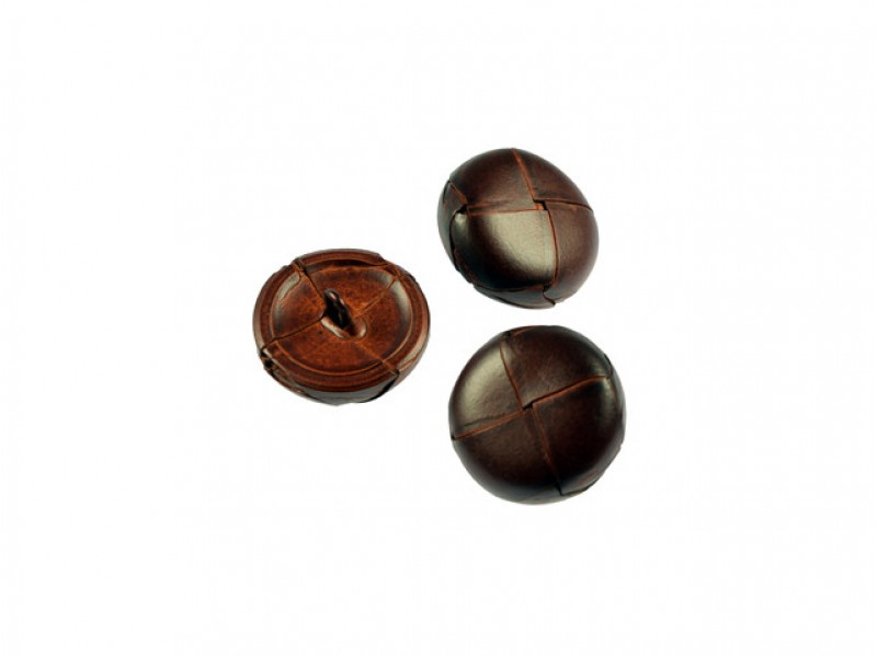 midden bruin lederen knoop 2.8 cm