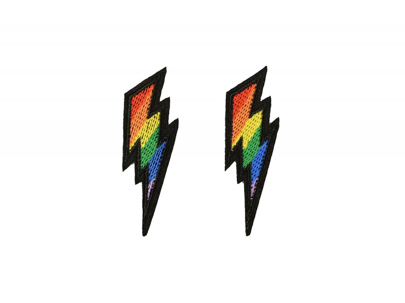 opstrijkbare applicatie bliksemflits regenboog 2 stuks