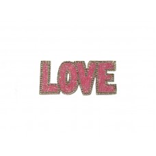 opstrijkbare applicatie love strass roze zilver