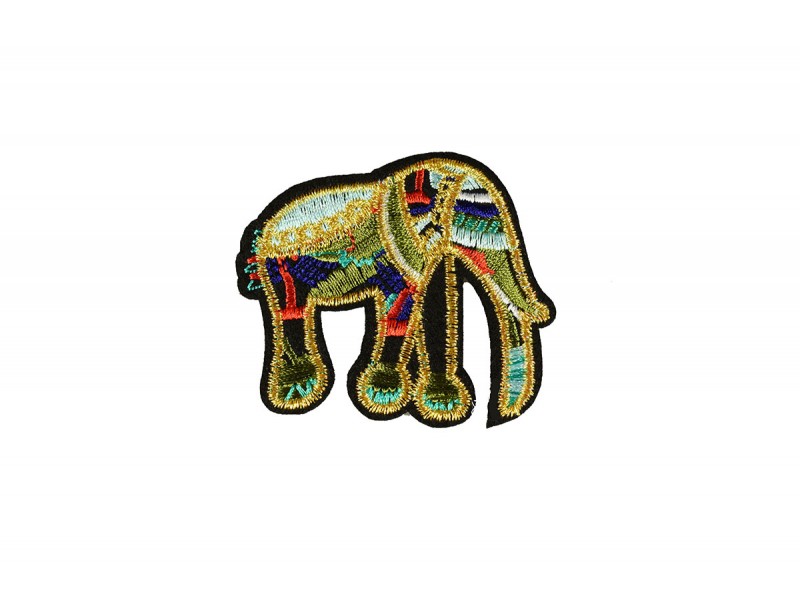 opstrijkbare olifant applicatie met goud draad