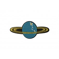 planeet saturnus applicatie blauw met gouden ringen