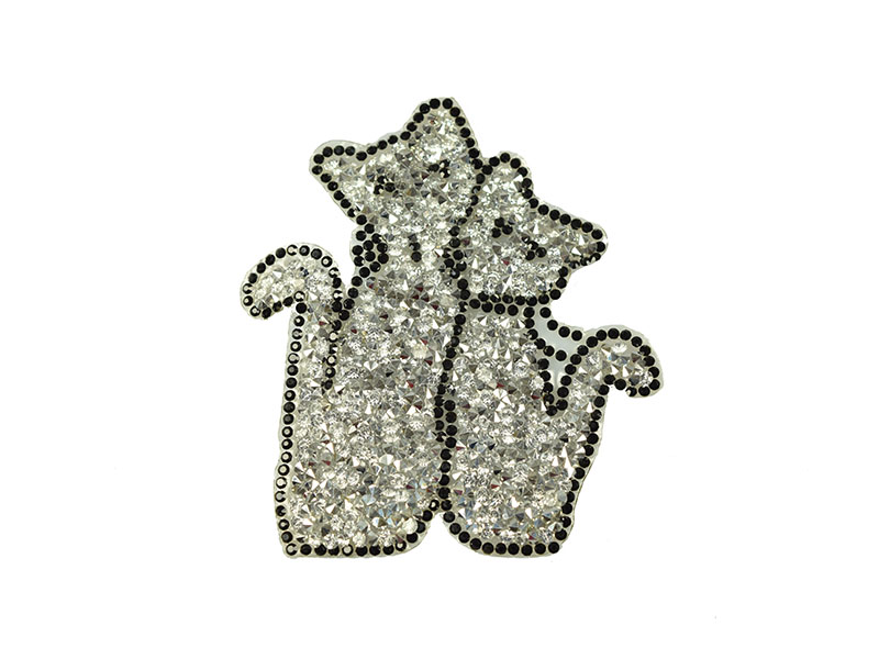 poezen duo zilver strass applicatie