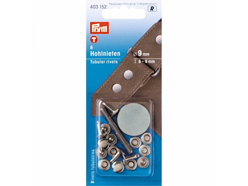 holle nieten voor 6-9 mm materiaaldikte zilver