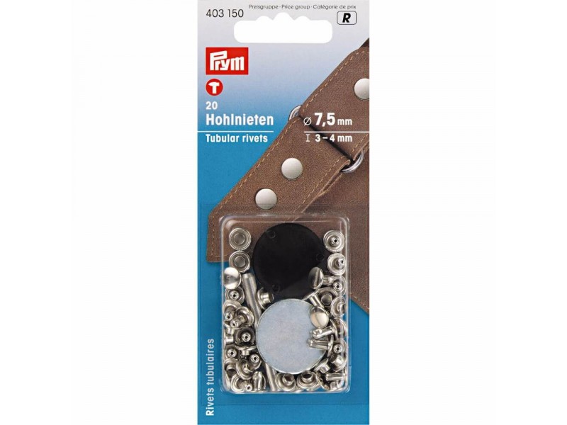 holle nieten voor materiaaldikte 3-4 mm zilver
