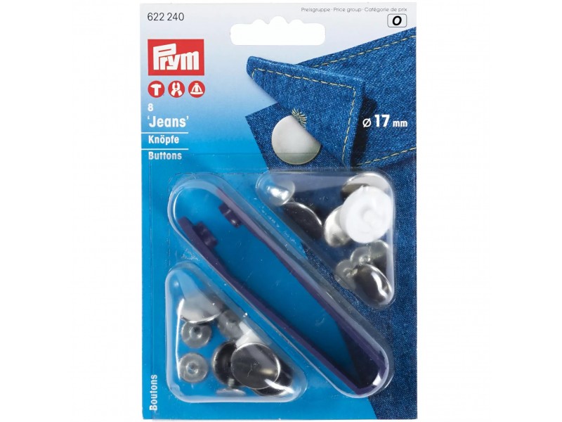 jeans knopen zilver glad 17mm Prym