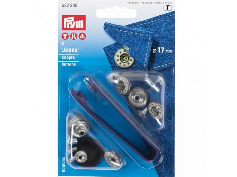 jeans knopen zilver open kap ster 17mm Prym