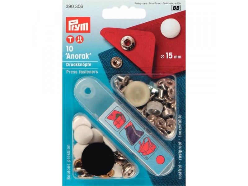 naaivrije drukknoop anorak 15mm gelakt wit