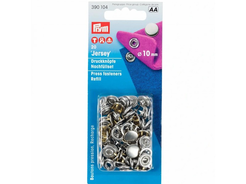 naaivrije drukknopen Jersey Prym 10mm zilver navulling