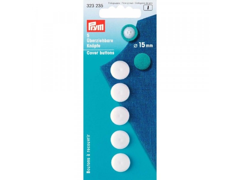 Prym stofknopen kunststof 15mm wit