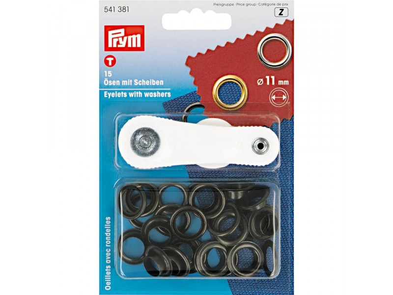 ringen met schijven, nestels 14mm donker brons Prym