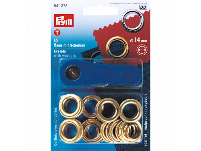 ringen met schijven, nestels 14mm goud Prym