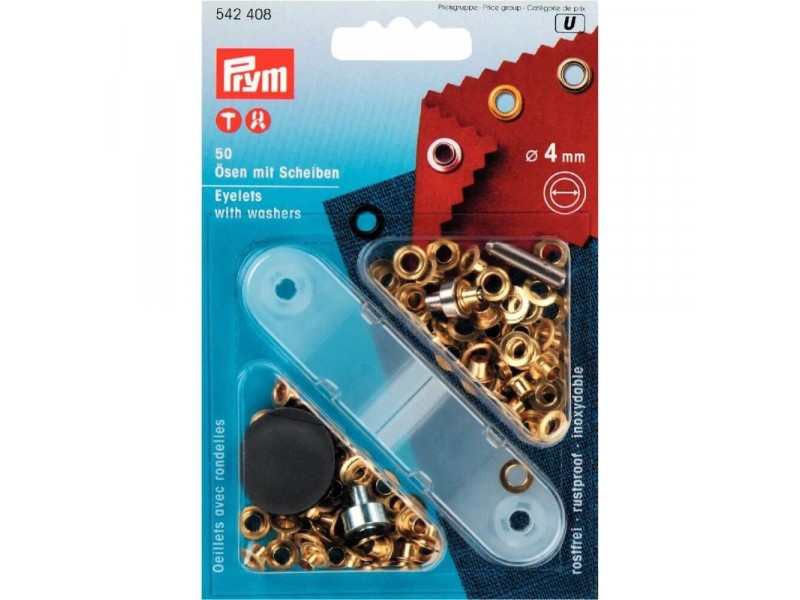 ringen met schijven, nestels 4mm goud Prym