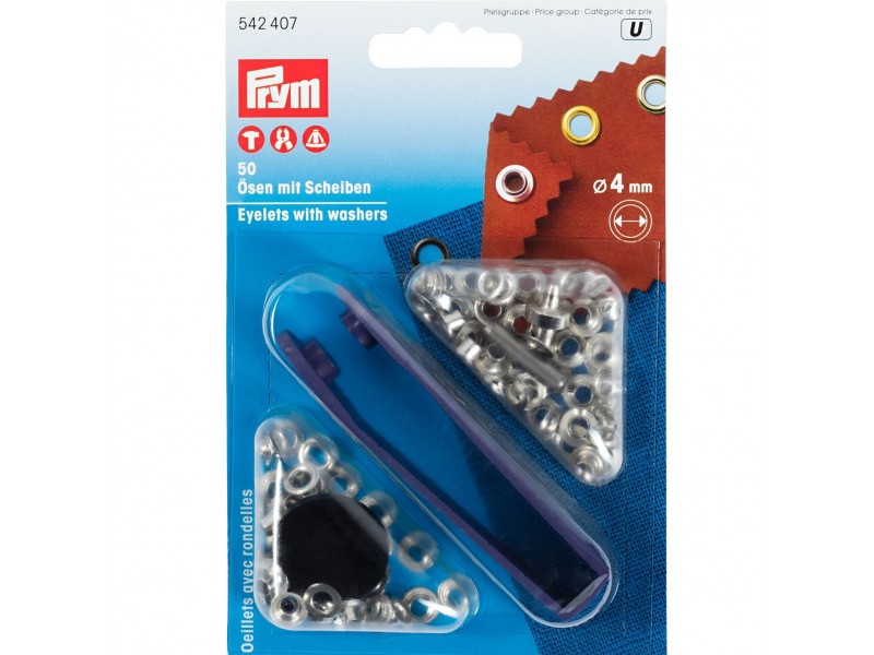 ringen met schijven, nestels 4mm zilver Prym