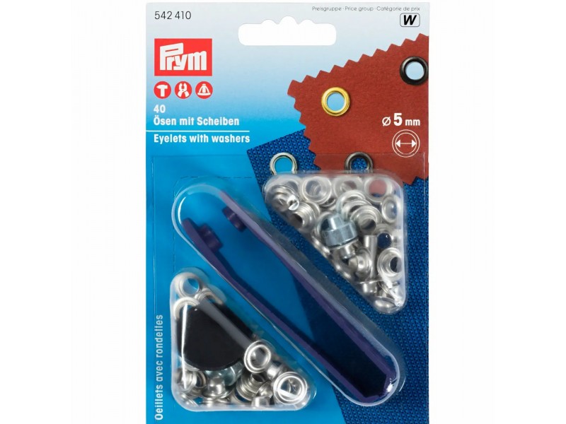 ringen met schijven, nestels 5mm zilver Prym