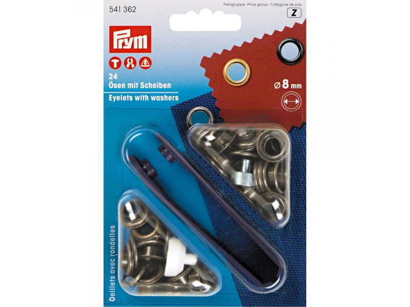 ringen met schijven, nestels 8mm oud messing Prym
