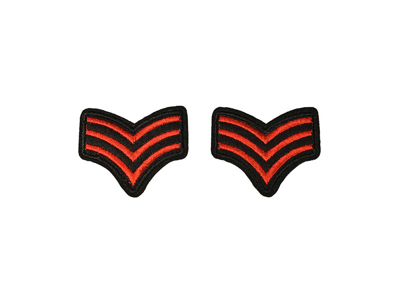 rang onderscheiding embleem rood zwart 2 stuks