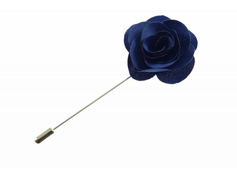 revers pin bloem corsage marine blauw