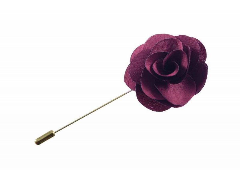 revers pin bloem corsage wijnrood 