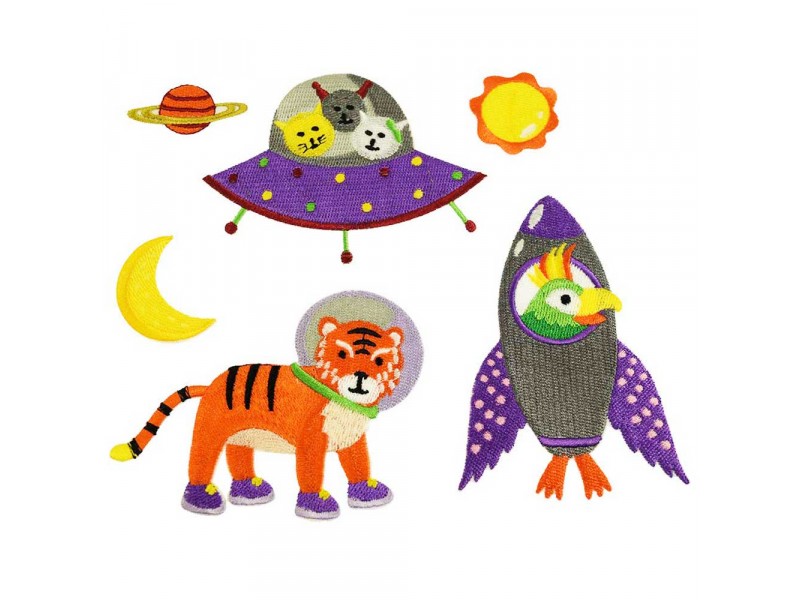 ruimtevaart dieren patch set zelfklevend