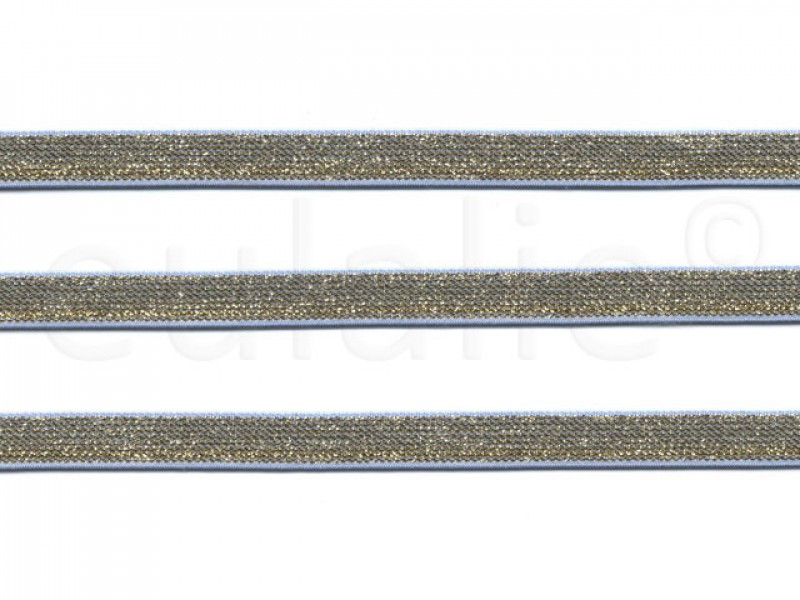 Sierelastiek lichtblauw goud lurex 1cm