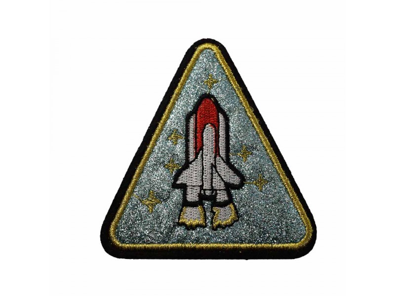 space shuttle embleem lichtblauwe glitters