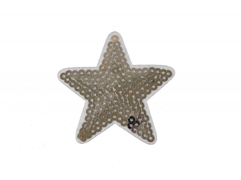 ster applicatie pailletten zilver 7 cm