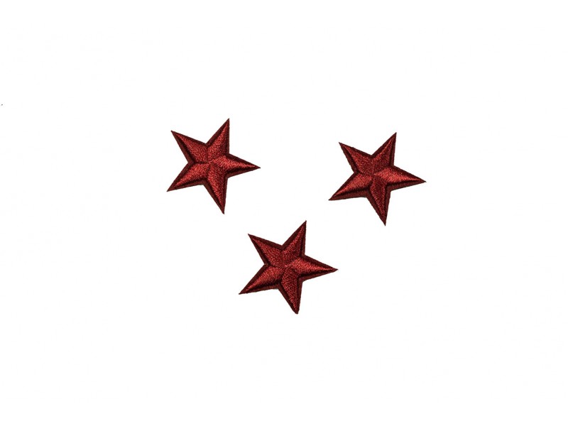 sterren patch set bordeaux rood 2,5 cm 3 stuks