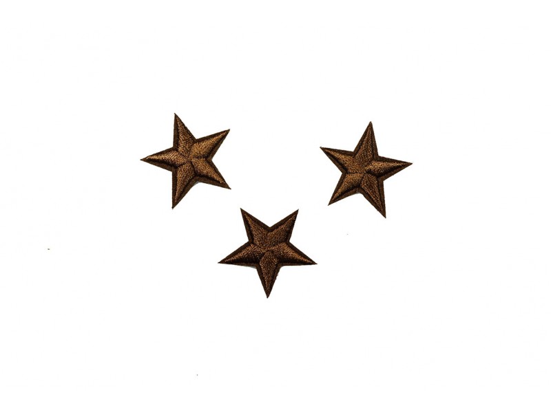 sterren patch set donkerbruin 2,5 cm 3 stuks