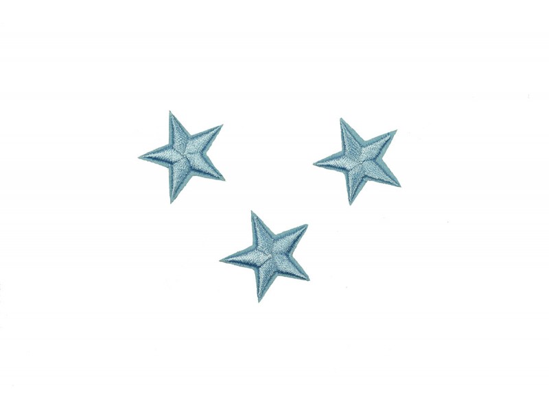 sterren patch set licht blauw 2,5 cm 3 stuks