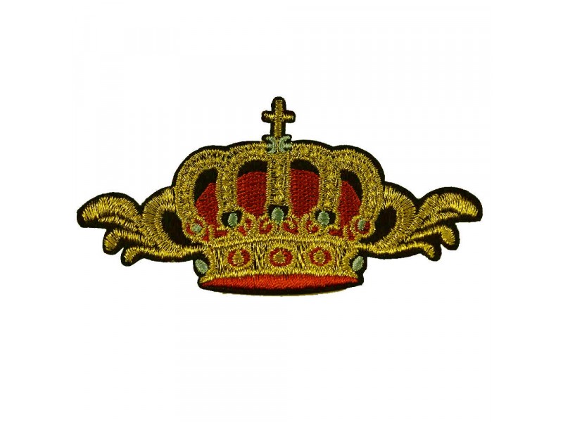 strijkapplicatie kroon rood goud
