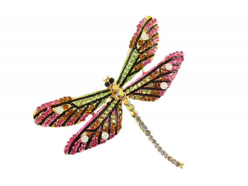 vlinder broche bewerkt met strass steentjes fuchsia lila