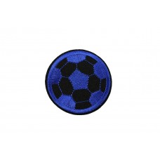 voetbal patch blauw op vilt geborduurd