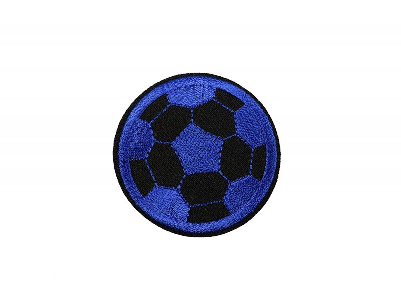 voetbal patch blauw op vilt geborduurd