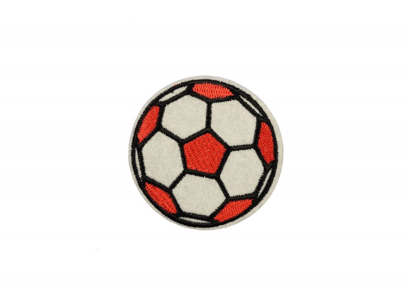 voetbal patch rood wit op vilt geborduurd